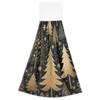 ALAZA Golden Snowflake Pine Tree Merry Christmas Kitchen Hand Towel Home Decor Hanging Towels 2PCS Soft Absorbent Cloth Tie Towels for Bathroom Laundry Room 14 x 18.2 Inch view 2