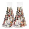 ALAZA Oil Painting Christmas Pine Tree Merry Christmas Kitchen Hand Towel Home Decor Hanging Towels 2PCS Soft Absorbent Cloth Tie Towels for Bathroom Laundry Room 14 x 18.2 Inch view 1