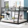 Favfurish Full XL Over Queen Metal Floor Bunk Bed with Sloping Stairs and Safety Guardrails for Bedroom,Guest Rooms, No Box Spring Needed, Simple to Assemble,Black view 1