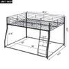 Favfurish Full XL Over Queen Metal Floor Bunk Bed with Sloping Stairs and Safety Guardrails for Bedroom,Guest Rooms, No Box Spring Needed, Simple to Assemble,Black view 2