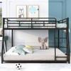 Favfurish Full XL Over Queen Metal Floor Bunk Bed with Sloping Stairs and Safety Guardrails for Bedroom,Guest Rooms, No Box Spring Needed, Simple to Assemble,Black view 3