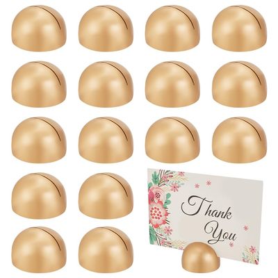 OLYCRAFT 20Pcs Round Table Number Stands Golden Wood Memo Photo Stand 1.5mm Slot Name Card Holders Place Card Holders Table Number Holder for Weddings Anniversary Party - 1.9x1.2 Inch