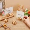 OLYCRAFT 20Pcs Round Table Number Stands Golden Wood Memo Photo Stand 1.5mm Slot Name Card Holders Place Card Holders Table Number Holder for Weddings Anniversary Party - 1.9x1.2 Inch view 3