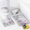 Dunmat Beautiful Floral 4 Pieces Shower Curtain Sets with Non-Slip Rugs, Toilet Lid Cover and Bath Mat, Purple Flowers Natural Plants Butterflies Bathroom Decor Set Waterproof Shower Curtains with 12 view 4