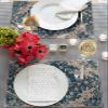 Antique Oriental Placemats Set of 4, Woven Placemat Washable Wipeable Table Placemat with Pocket, Holiday Cloth Table Mat for Party Kichen Dinner Baby Shower Vintage Blue Geometric Aesthetics Flower view 3