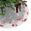 Christmas Tree Skirt 48 Inches Large Christmas Skirt Tree, Christmas Balls Grey Tree Skirt Christmas Decorations for Fireplace Party Holidays Indoor Outdoor Xmas Winter Fantasy Snowflake view 2