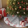 Christmas Tree Skirt 48 Inches Large Christmas Skirt Tree, Christmas Balls Grey Tree Skirt Christmas Decorations for Fireplace Party Holidays Indoor Outdoor Xmas Winter Fantasy Snowflake view 3