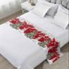 Christmas Bed Runner for Full/ Queen Size Bed, Red Gnomes Xmas Tree Silver Pine Tree Bedspread Protector Slipcover Bed Scarf for Foot Bed Runners & Scarves for Bedroom Hotel Wedding Room 83x20 Inches view 1