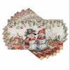 Snowman Beige Placemats Set of 6, Woven Placemat Washable Wipeable Table Placemat with Pocket, Holiday Cloth Table Mat for Party Kichen Dinner Baby Shower Christmas Farmhouse Eucalyptus Berry view 1