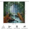 FBMLBRB Brebasf Fantasy Forest Animal Peacock 4 Pcs Waterproof Shower Curtain Set,Rustic Watercolor Wildlife Peacock Spring Garden Florals Lavender with Waterproof Toilet Cover Shower Mat Rugs view 2