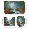 FBMLBRB Brebasf Fantasy Forest Animal Peacock 4 Pcs Waterproof Shower Curtain Set,Rustic Watercolor Wildlife Peacock Spring Garden Florals Lavender with Waterproof Toilet Cover Shower Mat Rugs view 3