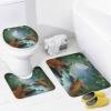 FBMLBRB Brebasf Fantasy Forest Animal Peacock 4 Pcs Waterproof Shower Curtain Set,Rustic Watercolor Wildlife Peacock Spring Garden Florals Lavender with Waterproof Toilet Cover Shower Mat Rugs view 4