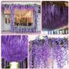 Alotiki Wisteria Hanging Flowers,Fake Hanging Flowers,Wisteria artificiales Garland for Home Wedding Arch Floral Party Garden Ceremony Outdoor Decor,3.6 feet Long(108,Purple) view 4