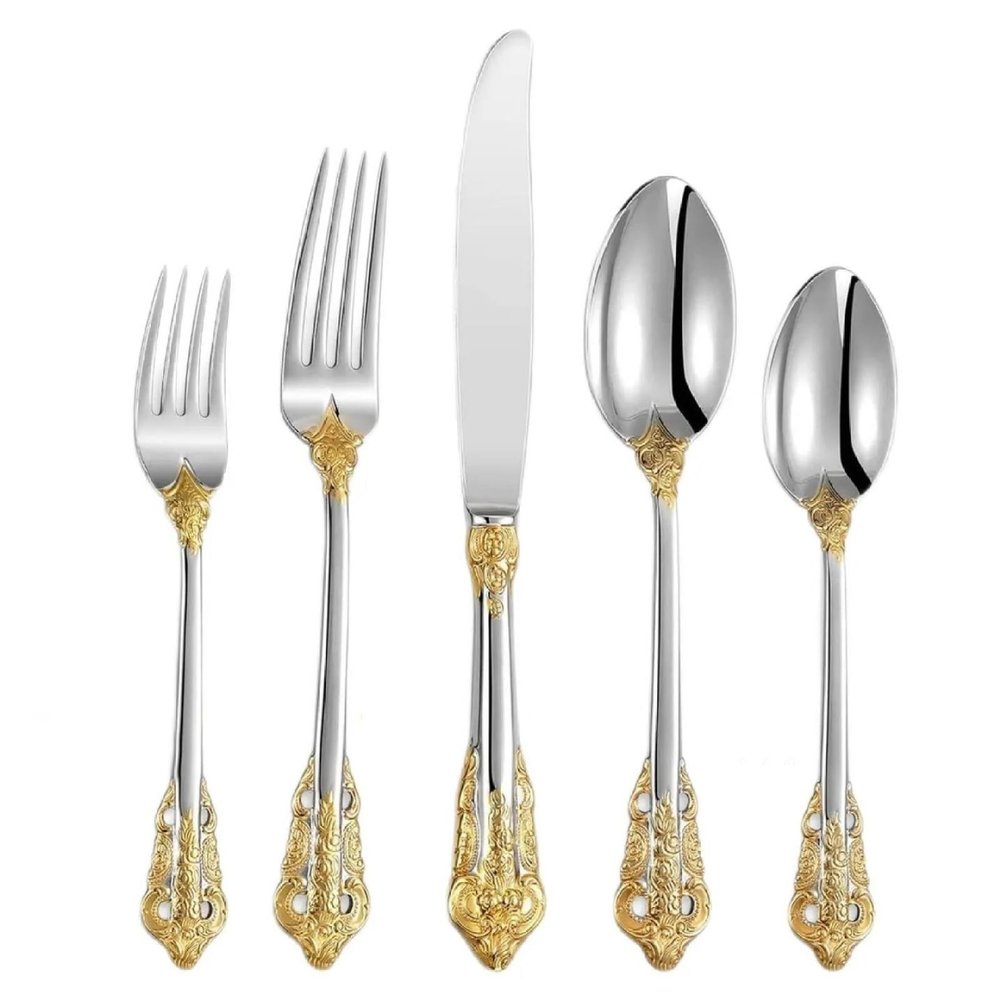 Cutlery Set 2Set Stainless Steel Flatware Set For Wedding Silverware Gold Plated Cutlery 02