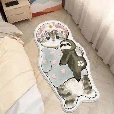 Cartoon Cat Rug for Bedroom Living Room Play Room Carpet Cute Area Rugs Fluffy Animal Print Bath Mat Home Decor Floor Mat (Color : AC, Size : 23x35in)