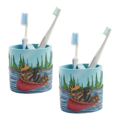 Park Designs Summer Vacation Toothbrush Holder Set of 2