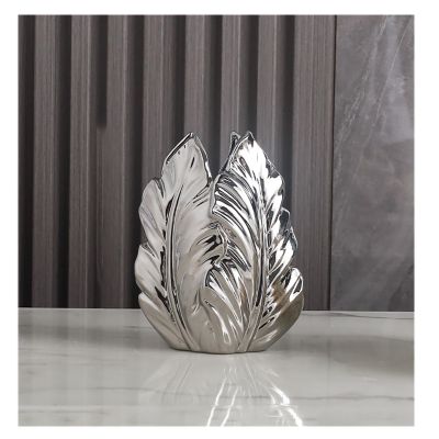 KagaKu Nordic Light Luxury Gold Painted Ceramic high-end vases-Elegant Home Decor-Flower Vase/Contemporary Design - Wedding Table Accent - Boho Pottery (Color : Silver, Size : S)