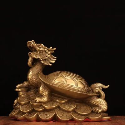 burid Pure Copper Dragon Turtle Sculpture Crafts Office Statue Dragon Turtle Auspicious Beast Living Room Store Decoration Gift