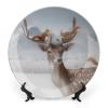 Animal Deer Reindeer Wild Decorative Plate for Kitchen Accent Ceramic Wall Hanging Souvenir with Display Stand Home Decor Collectible Plate for Wedding Holiday Party Supplies 7" view 1
