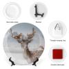 Animal Deer Reindeer Wild Decorative Plate for Kitchen Accent Ceramic Wall Hanging Souvenir with Display Stand Home Decor Collectible Plate for Wedding Holiday Party Supplies 7" view 3