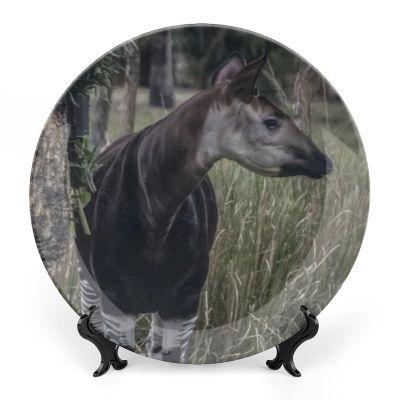 Africa Wildlife Animals Decorative Plate for Kitchen Accent Ceramic Wall Hanging Souvenir with Display Stand Home Decor Collectible Plate for Wedding Holiday Party Supplies 6"