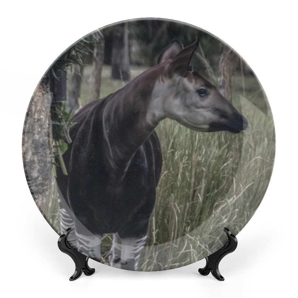 Africa Wildlife Animals Decorative Plate for Kitchen Accent Ceramic Wall Hanging Souvenir with Display Stand Home Decor Collectible Plate for Wedding Holiday Party Supplies 6"