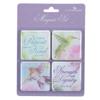 Christian Art Gifts Inspirational Refrigerator Scripture Magnet Set for Women, Encouraging Bible Verses Cute Multicolor Pink, White, Green, Purple Floral Designs, Hummingbirds, 1.9" x 1.9", Pack of 4 view 1