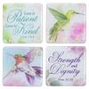Christian Art Gifts Inspirational Refrigerator Scripture Magnet Set for Women, Encouraging Bible Verses Cute Multicolor Pink, White, Green, Purple Floral Designs, Hummingbirds, 1.9" x 1.9", Pack of 4 view 2