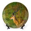 Africa Dear Wildlife Animal Decorative Plate for Kitchen Accent Ceramic Wall Hanging Souvenir with Display Stand Home Decor Collectible Plate for Wedding Holiday Party Supplies 8" view 1