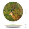 Africa Dear Wildlife Animal Decorative Plate for Kitchen Accent Ceramic Wall Hanging Souvenir with Display Stand Home Decor Collectible Plate for Wedding Holiday Party Supplies 8" view 2