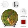 Africa Dear Wildlife Animal Decorative Plate for Kitchen Accent Ceramic Wall Hanging Souvenir with Display Stand Home Decor Collectible Plate for Wedding Holiday Party Supplies 8" view 3