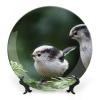 Animal Bird Tit Long Tailed Tit Decorative Plate for Kitchen Accent Ceramic Wall Hanging Souvenir with Display Stand Home Decor Collectible Plate for Wedding Holiday Party Supplies 7" view 1