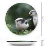Animal Bird Tit Long Tailed Tit Decorative Plate for Kitchen Accent Ceramic Wall Hanging Souvenir with Display Stand Home Decor Collectible Plate for Wedding Holiday Party Supplies 7" view 2