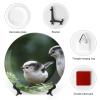 Animal Bird Tit Long Tailed Tit Decorative Plate for Kitchen Accent Ceramic Wall Hanging Souvenir with Display Stand Home Decor Collectible Plate for Wedding Holiday Party Supplies 7" view 3