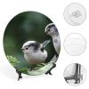 Animal Bird Tit Long Tailed Tit Decorative Plate for Kitchen Accent Ceramic Wall Hanging Souvenir with Display Stand Home Decor Collectible Plate for Wedding Holiday Party Supplies 7" view 4