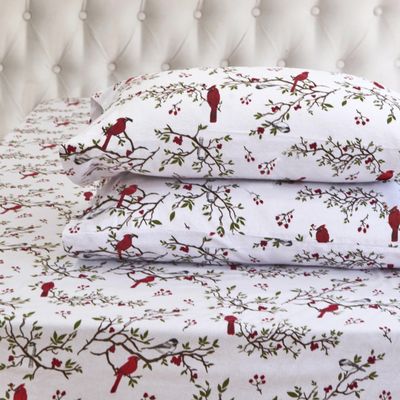 Elegant Comfort Ultra Soft 4-Piece 100% Turkish Cotton Flannel Sheet Set - Holiday Christmas Flannel Sheets, Warm and Cozy Premium Quality, Deep Pocket Fitted Sheet- King, Cardinal