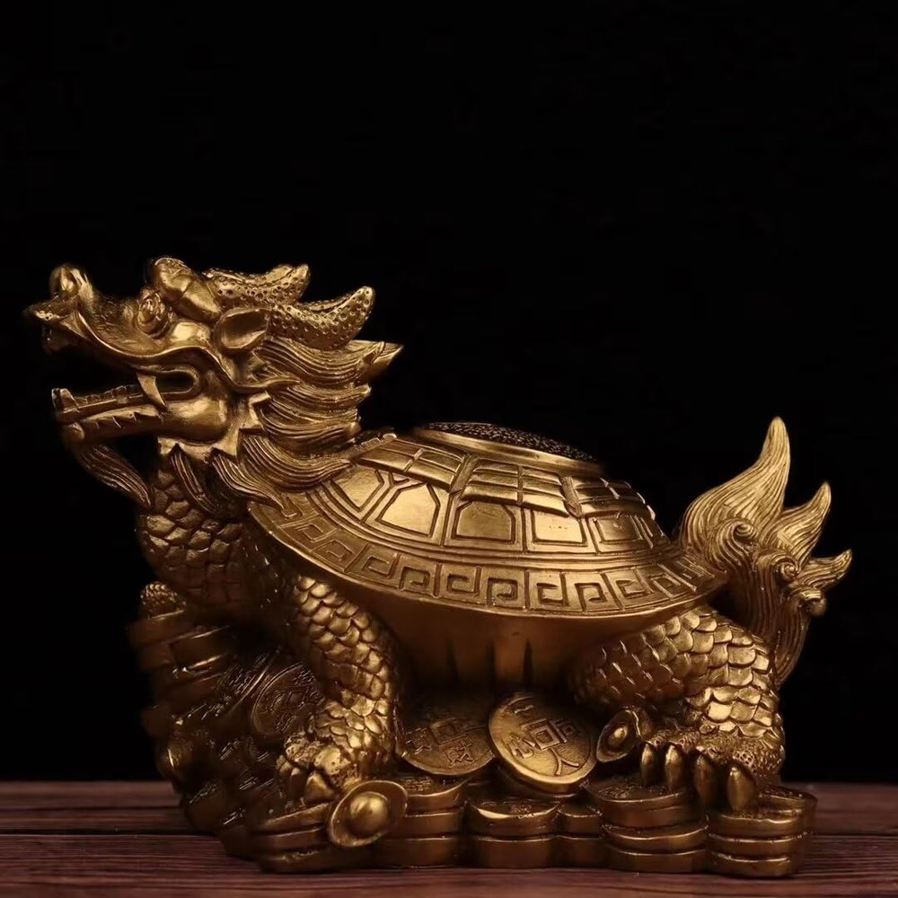 burid Pure Copper Dragon Turtle Sculpture Crafts Office Statue Dragon Turtle Auspicious Beast Living Room Store Decoration Gift
