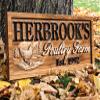 Personalized Chicken Farmhouse Sign Wood Wedding Gift Wooden Farmhouse Decor Family Name Sign Couple Established Hen Custom Carved Farm Sign view 3