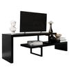 LeisureMod Orford Mid-Century Modern TV Stand with MDF Shelves and Powder Coated Iron Legs for Living Room (Ebony) view 1