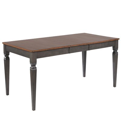 Sunset Trading Dakota 60-78" Rectangular Expandable Butterfly Leaf Dining Table | Distressed Brown and Ash Gray Solid Wood | Space-Saving Kitchen Furniture | Seats 4, 6, 8