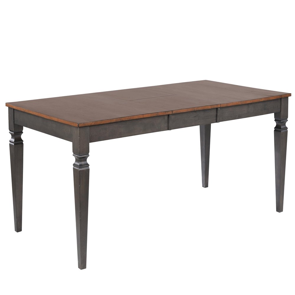 Sunset Trading Dakota 60-78" Rectangular Expandable Butterfly Leaf Dining Table | Distressed Brown and Ash Gray Solid Wood | Space-Saving Kitchen Furniture | Seats 4, 6, 8