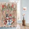 Anzona Christmas Snowman Waterproof Shower Curtains Set - Extra Long 72 x 96 Inch, Xmas Poinsettia Botanical Balls Vintage Polyester Fabric Bath Curtain with 12 Hooks, Bathroom Accessories, 1 Panel view 4