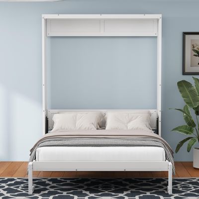 Aiuyesuo Modern Queen Size Murphy Bed, 68-inch Cabinet Bed Folding Wall Bed with Desk Combo Perfect for Guest Room,Study, Office, Long-Lasting Furniture