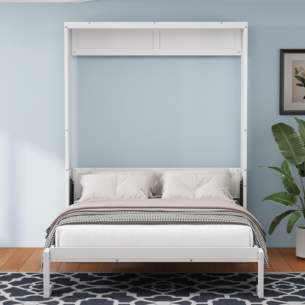Aiuyesuo Modern Queen Size Murphy Bed, 68-inch Cabinet Bed Folding Wall Bed with Desk Combo Perfect for Guest Room,Study, Office, Long-Lasting Furniture