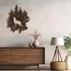 SIGNLEADER Metal Wall Art Decor Wolf and Pine Tree Minimalist Modern Abstract Wall Sculpture Hangings Home Decoration for Living Room, Bedroom, Bathroom, Kitchen, Outdoor - 36" Bronze view 1