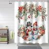 Anzona Christmas Snowman Waterproof Shower Curtains Set - Extra Long 72 x 96 Inch, Xmas Poinsettia Botanical Balls Polyester Fabric Bathroom Curtain with 12 Hooks, Bathroom Accessories, 1 Panel view 1