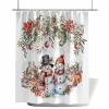Anzona Christmas Snowman Waterproof Shower Curtains Set - Extra Long 72 x 96 Inch, Xmas Poinsettia Botanical Balls Polyester Fabric Bathroom Curtain with 12 Hooks, Bathroom Accessories, 1 Panel view 2