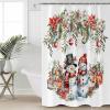 Anzona Christmas Snowman Waterproof Shower Curtains Set - Extra Long 72 x 96 Inch, Xmas Poinsettia Botanical Balls Polyester Fabric Bathroom Curtain with 12 Hooks, Bathroom Accessories, 1 Panel view 3