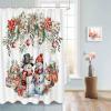 Anzona Christmas Snowman Waterproof Shower Curtains Set - Extra Long 72 x 96 Inch, Xmas Poinsettia Botanical Balls Polyester Fabric Bathroom Curtain with 12 Hooks, Bathroom Accessories, 1 Panel view 4