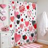 Lindameler Cute Valentine's Day Shower Curtain Set Funny Abstract Modern Red and Black Hearts Shower Curtain for Bathroom Romantic Waterproof Polyester Fabric Shower Curtain 72x72 INES with 12 Hooks view 2